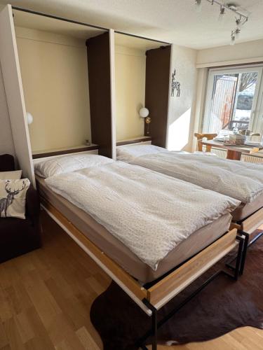 a bedroom with two beds in a room at Studio Heaven in Grächen