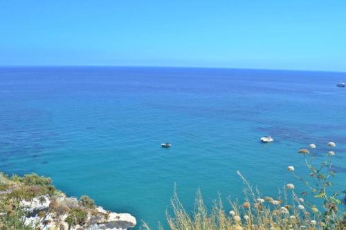 a view of the ocean with boats in the water at Maridea - Cave Apartments in Ponza
