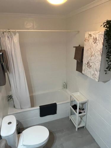 a bathroom with a toilet and a bath tub at PUERTO I Playa in Fuengirola