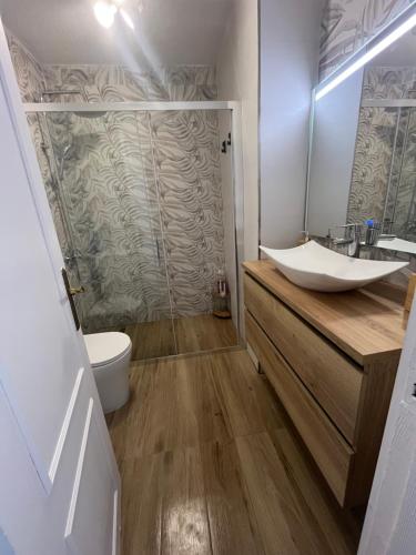 マタラスカニャスにあるHilo Verdeの洗面台とトイレ付きのバスルーム