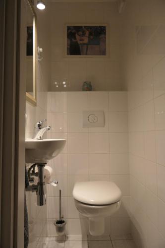 ランアーケンにあるDe Onthaastingのトイレと洗面台のある小さなバスルーム