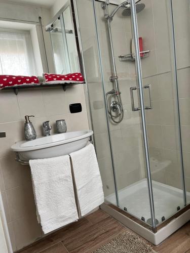 a bathroom with a shower and a sink at Guest House Esty in Rome