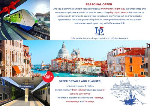 a collage of photos of a city with a train at Palazzo Visconti Luxury Suite DesenzanoLoft Official Partner Homes & Villas by Marriott Bonvoy in Desenzano del Garda
