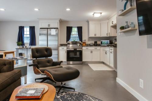 a kitchen with two chairs and a couch and a table at 1Br 1bath - Greenway Garage w Firepit in Athens