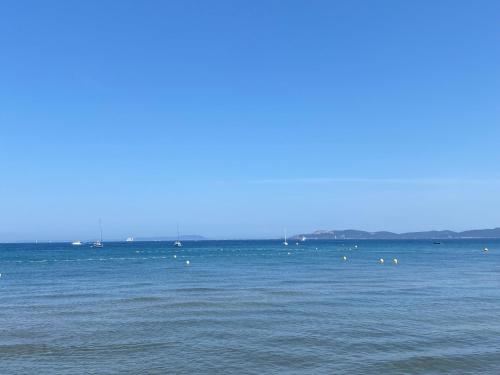 a large body of water with boats in it at Les Flamants Roses La Capte T2 4 personnes 200m de la plage in Hyères
