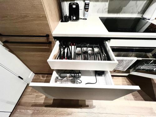 Una cocina o cocineta en The Blueprint