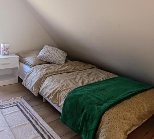 Cama o camas de una habitación en Domki Zielony Raj Rabka- Zdrój