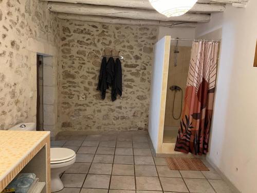 une salle de bain avec une douche, des toilettes et un lavabo dans l'établissement Au cœur Maussanais, à Maussane-les-Alpilles