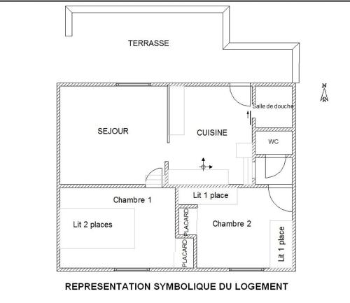 un plan d'étage d'un bâtiment dans l'établissement Logement Sud Ardèche, à Saint-Sernin