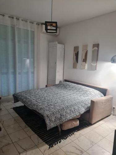 a bedroom with a large bed in a room at la palais osiris Nice centre jardin wifi clim parking in Nice