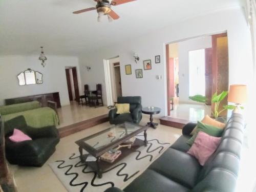 a living room with a couch and a table at Casa Francia in San Isidro