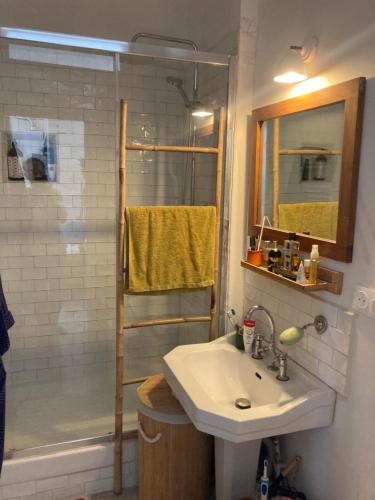 une salle de bain avec un lavabo et une douche dans l'établissement Secret spot in Marseille, à Marseille