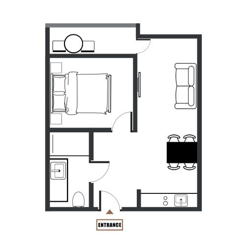 a floor plan of a small apartment at Zafír Apartman Sárvár in Sárvár