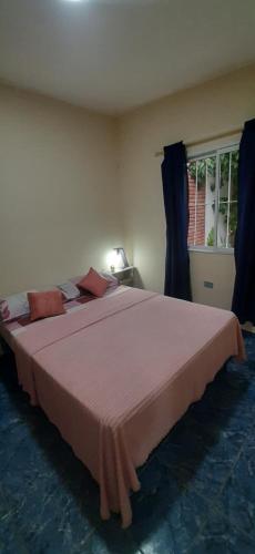 a bedroom with a large bed with a pink blanket at Puñadito de Descanso B in Salta