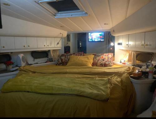 een slaapkamer met een groot bed in een kamer bij Golfe-Juan Yacht in Cannes