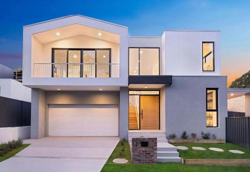 a rendering of a house with a garage at Luxurious 5 Bed Retreat with Pool near Gymea Village in Miranda