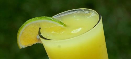 a margarita with a slice of lime in a glass at Finca Carpe Diem Ecolodge in Minca