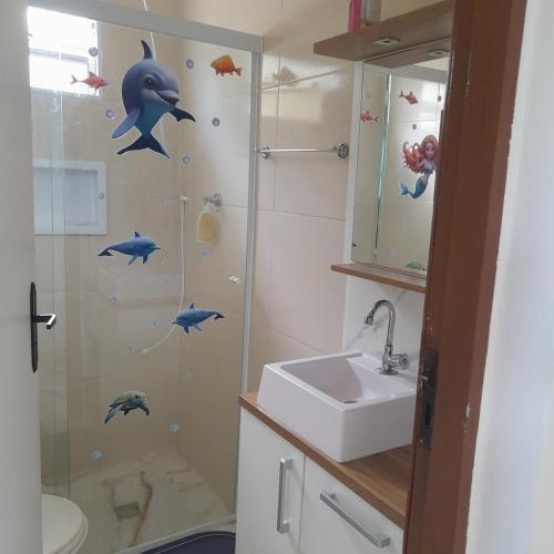 Phòng tắm tại Cabana dos Golfinhos