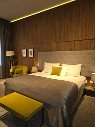 Ένα ή περισσότερα κρεβάτια σε δωμάτιο στο Central Luxury Zagreb