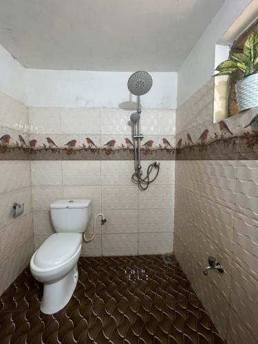 a bathroom with a toilet and a shower at Yala Elephant Pass in Buttala