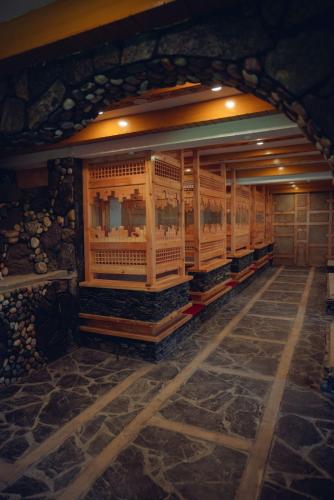 a model of a train in a building at Kesar Palace Hotel & Restaurant, Skardu in Skardu