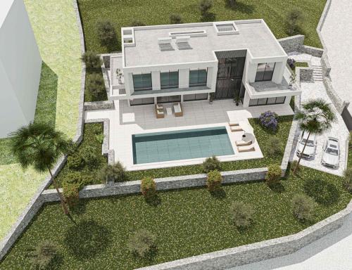 a rendering of a house with a swimming pool at Vila Palma in Berat
