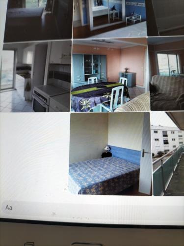 un collage de photos d'une cuisine et d'un salon dans l'établissement Appartement vue mer, à Berck-sur-Mer