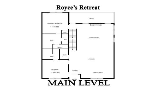 a floor plan of a main level of a house at Royce' s Retreat in Sevierville