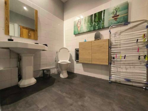 une salle de bain avec toilettes et lavabo dans l'établissement Appartement climatisé à deux pas des remparts, à Avignon