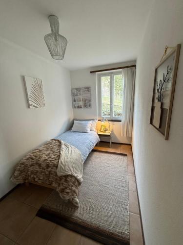 a bedroom with a bed and a window at Casa Sonia Your Refuge in Valle Verzasca in Frasco