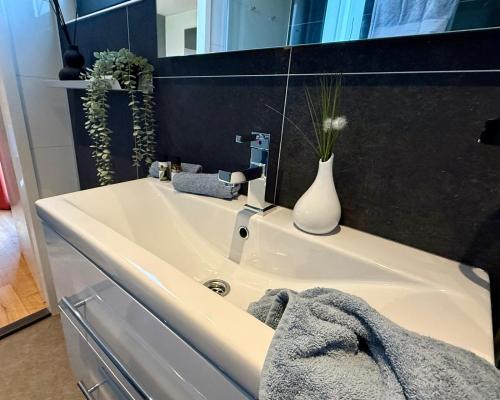 Ένα μπάνιο στο Enkhuizer Strand Chalet First Line Erste Reihe mit Zaun Haus Nr 214