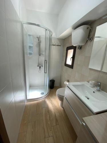a bathroom with a shower and a sink and a toilet at Largo Zeza Quindici in Boiano