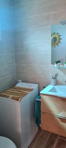 une petite salle de bain avec toilettes et lavabo dans l'établissement Maison Casa Maria, à Corbara