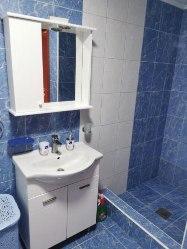 a bathroom with a white sink and a shower at Apartman Danilo i Filip in Risan