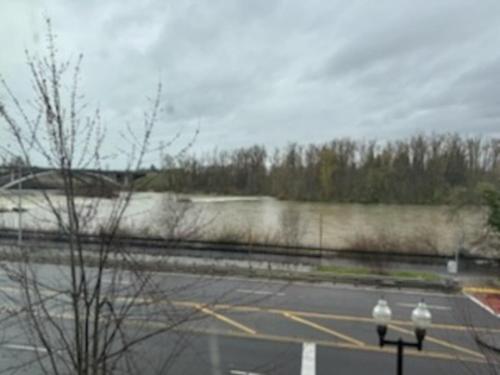 a view of a parking lot from a window at Candlewood Suites Eugene Springfield by IHG in Eugene