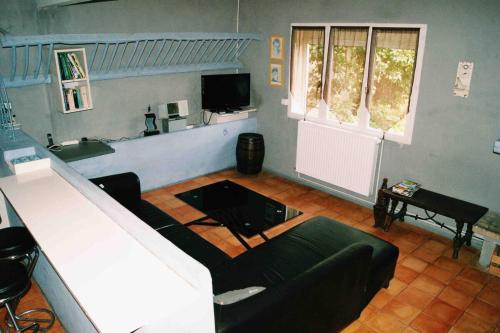 un salon avec un canapé et une table dans l'établissement Le clos des vignes, à Montlouis-sur-Loire