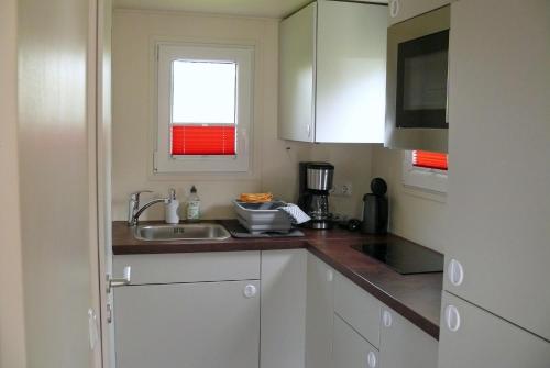 Kuchyň nebo kuchyňský kout v ubytování Ferienhaus Tiny Löwenzahn