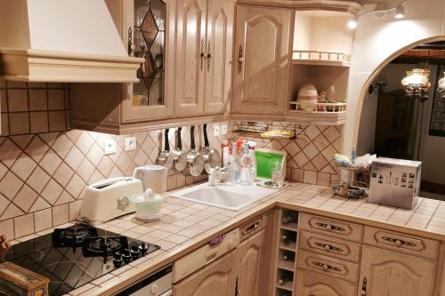 une cuisine avec un évier et un plan de travail dans l'établissement Casuccia Piazza di i Fiori, à Penta-di-Casinca