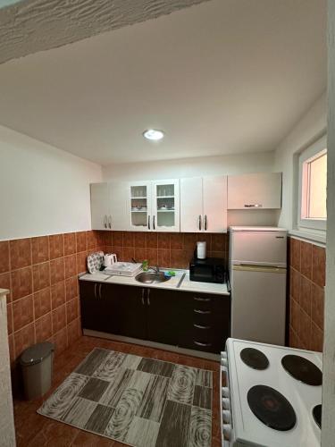 mała kuchnia ze zlewem i kuchenką w obiekcie Apartman Tajchi w Sarajewie