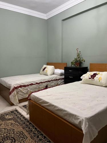Postel nebo postele na pokoji v ubytování كورنيش حدائق حلوان امام نادى النايل كنترى كلوب- كورنيش مباشر