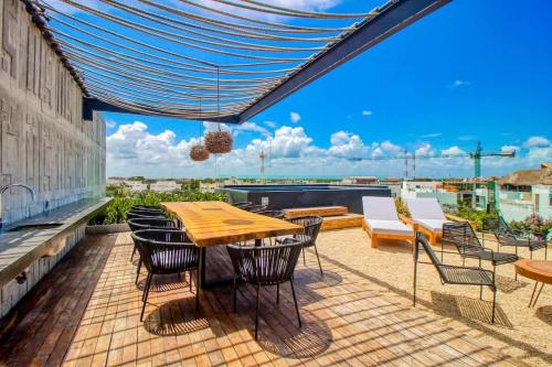 Μπαλκόνι ή βεράντα στο Estudio en Av. Cobá para 4 personas