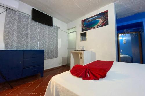 Televisyen dan/atau pusat hiburan di OYO Hotel Zihuatanejo Malibu