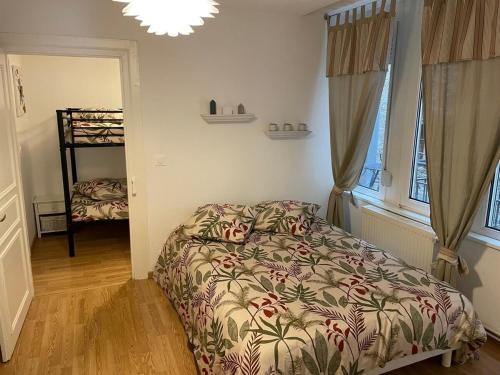 une chambre avec un lit et une fenêtre dans l'établissement Colmar Centre renovated cottage 4 people - terrace, à Colmar