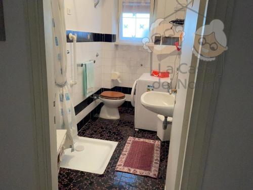 a small bathroom with a toilet and a sink at La Casa dei Nonni in Bracciano