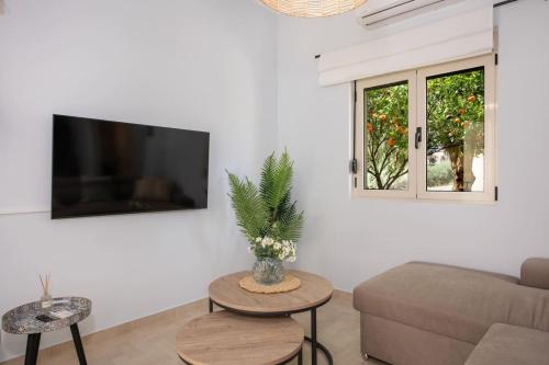 Μια τηλεόραση ή/και κέντρο ψυχαγωγίας στο Nikos Home - shared pool - 1 km from the beach