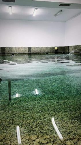 an empty room with water on the floor at Pensiunea Doris in Rodna
