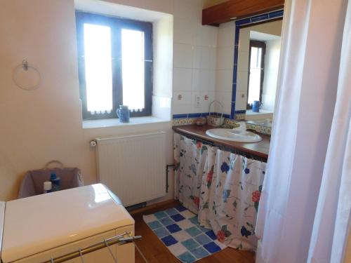 une salle de bain avec un lavabo et un miroir dans l'établissement Gite de France Lot Dordogne 3 épis, à Saint-Vincent-du-Pendit