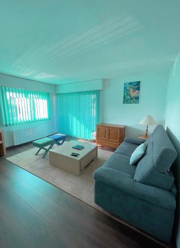 un salon avec un canapé et une table basse dans l'établissement Appartement entre lac et montagne, à Thonon-les-Bains