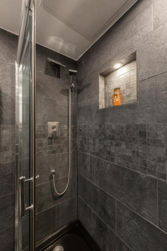 une salle de bain avec douche et lavabo dans l'établissement Saint Michel, à Paris