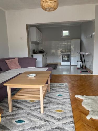 a living room with a table and a couch at Viola 144 in Han Pijesak